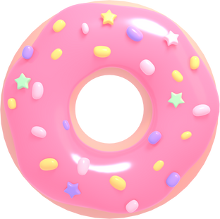 isolated cartoon pastel pink donut object